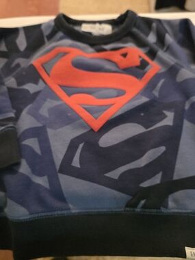 Baby GAP DC Boys Navy Blue Camouflage Superman Pullover with Red Logo